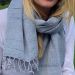 Silk/cotton mix scarf in blue